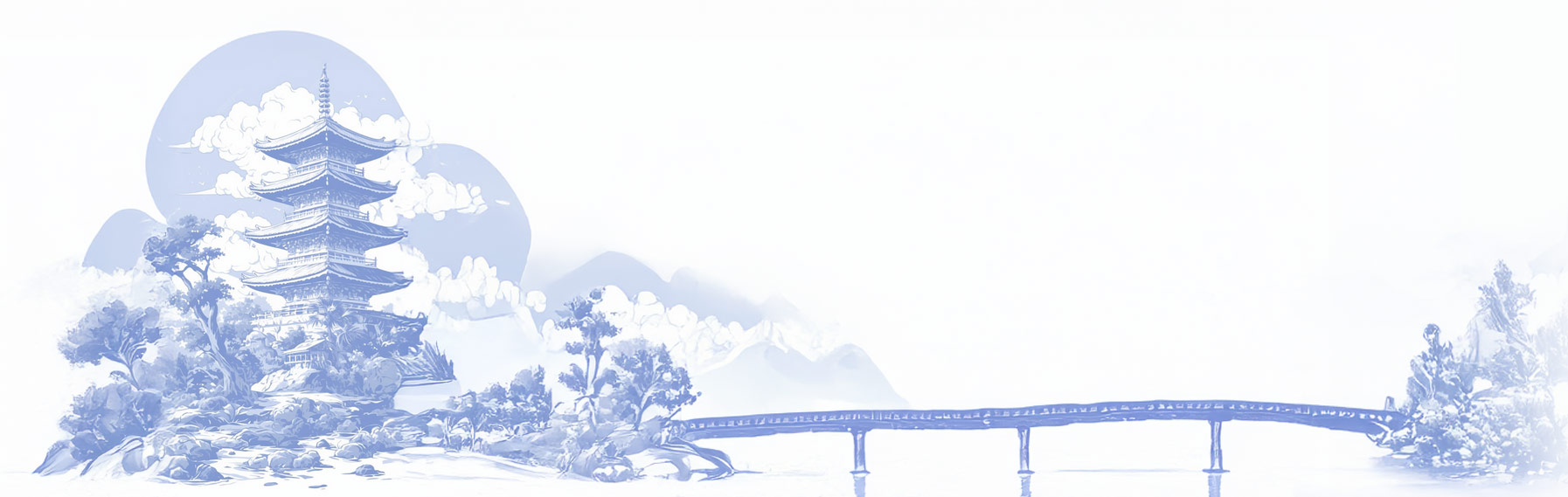 Illustration japonaise apaisante bleu sérénité pour cabinet Goulmant Ostéo à Toulouse